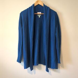 100% Cashmere Susina Bright Blue Long Sleeve Open Cardigan Size M